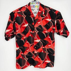Vintage Cool J Shirt Mens XXXL Red All Over Print Y2K Button Up Hip Hop